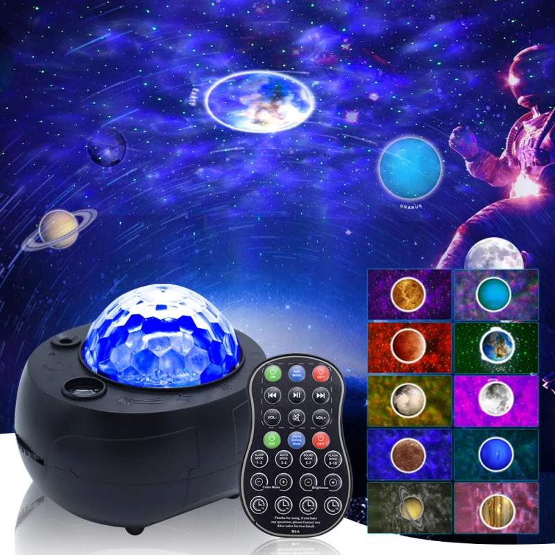 

Colorful Starry Sky Galaxy Projector Nightlight Child USB Music Player Star Water Pattern Night Light Romantic Projection Lamp