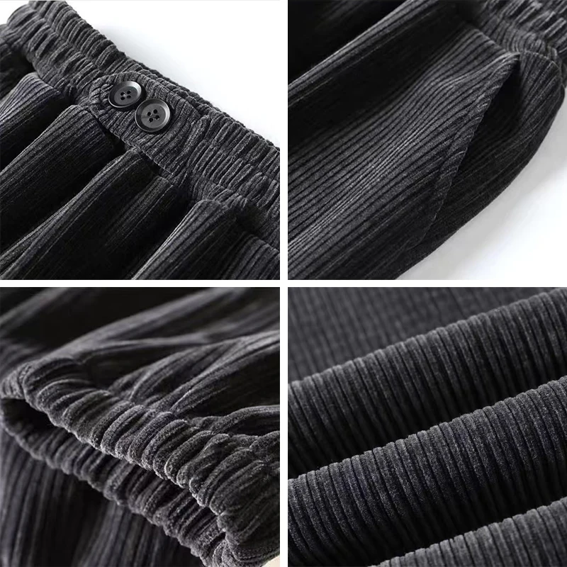 

Corduroy Snkle Banded Sweatpants Women Classic Loose Elastic High Waist Harem Pants Large Size Spring Casual Trousers Female