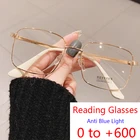 Прозрачные золотые квадратные очки, очки по рецепту плюс от 0 до + 600, роскошный бренд 2021, модные мужские очки с защитой от сисветильник