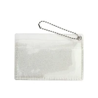 pvc shiny double slots transparent card cover case bus pass access card sleeve id name visiting bank credit card storage bag