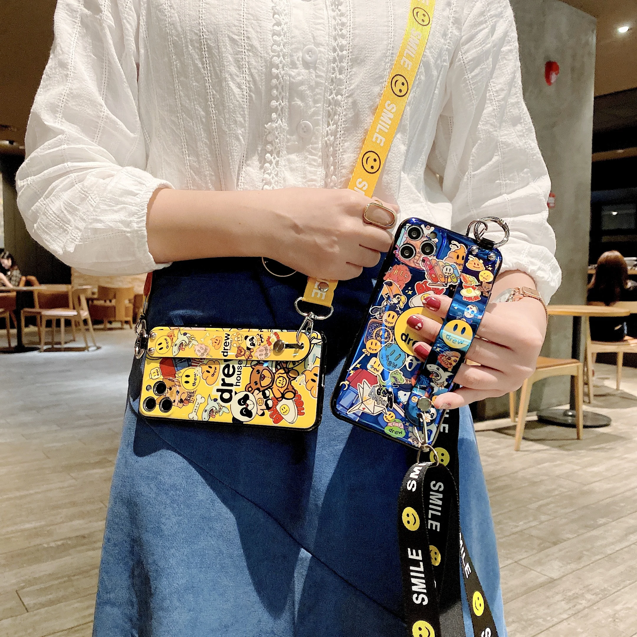 Чехол с ремешком через плечо для Samsung Galaxy S20 S10 S9 S8 plus S7 Note 20 10 9 8 pro ультра мультяшный