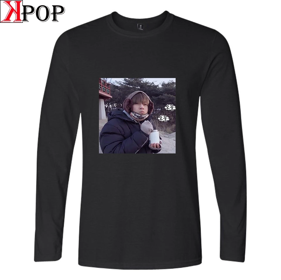 Kpop Harajuku футболки O с длинным рукавом корейский Популярные Bangtan мальчик же пункт
