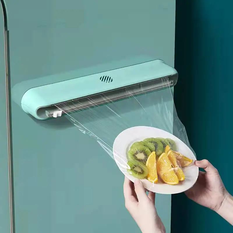 Punch-Free Cling Film Cutting Box Wall-mounted Suction Cup Adjustable Plastic Wrap Cutter Home Kitchen Accessories | Дом и сад
