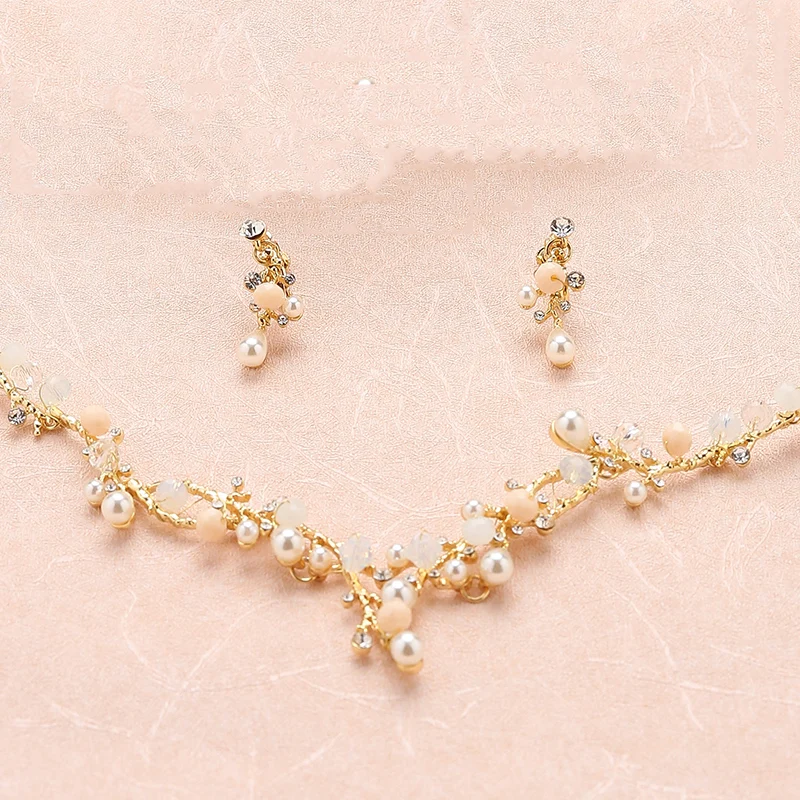 

High Quality Baroque Handmade Wedding Princess Crown Bride Hair Jewelry Prom Party Headdress Bridal Tiara Crown 3-piece Set
