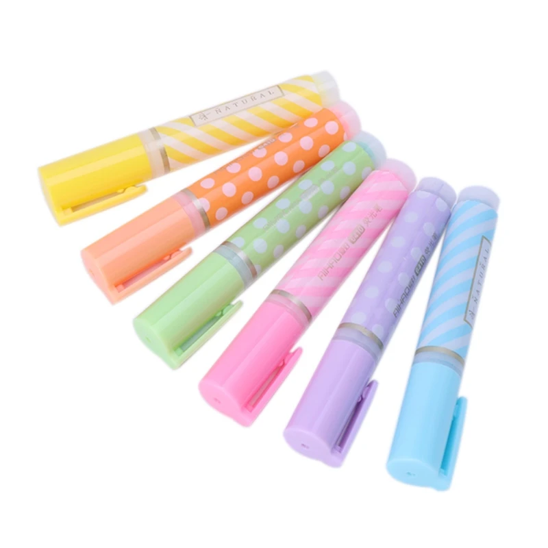 6pcs Mini Dots Striped Highlighter Fluorescent Pen Marker Painting Drawing Pens QX2B | Канцтовары для офиса и дома