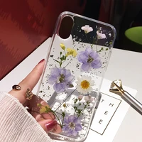 dried flower silver foil clear phone cases for iphone 12 11 pro max xs max xr x 6 6s 7 8 plus se soft silicone cover