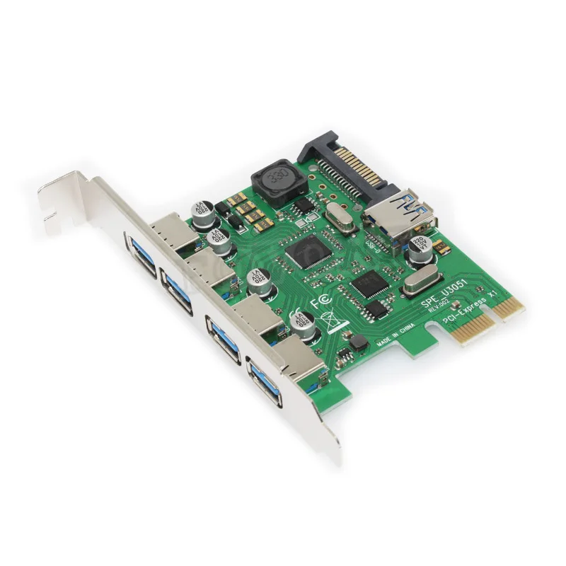 PCIe на 5 портов USB 3 0 адаптер USB3 hub к PCI-e PCI express x1 преобразователь расширенной карты