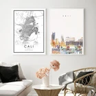 Плакат с дорожной картой города Кали, художественный принт, современное настенное украшение, Картина на холсте, новоселье, подарок Колумбии, Декор для дома и комнаты