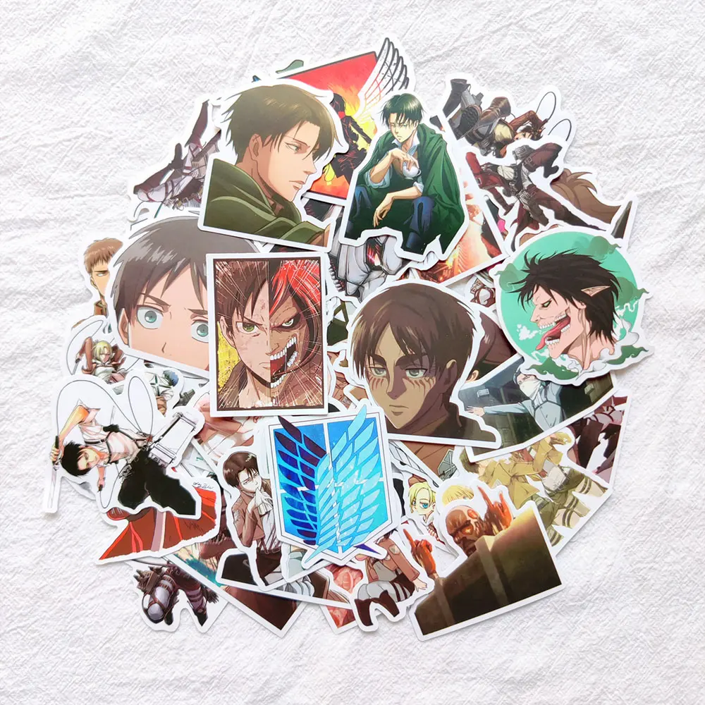 

50pcs Cartoon Attack on Titan Anime Stickers Waterproof Skateboard Motorcycle Guitar Luggage Laptop Bicycle Sticker Kids Toys