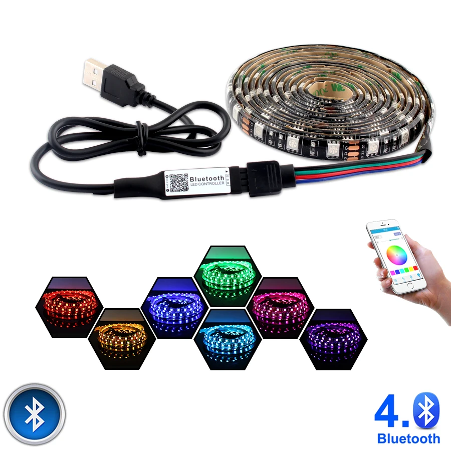 DC 5V USB Светодиодная лента RGB PC SMD 5050 1 M-5 M Wifi лампа Ambilight ТВ ПОДСВЕТКА Bluetooth