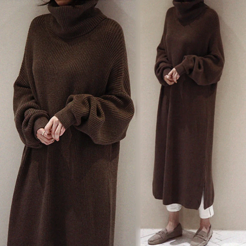 2019 осень и зима новый корейский женский толстый свободный свитер с высоким