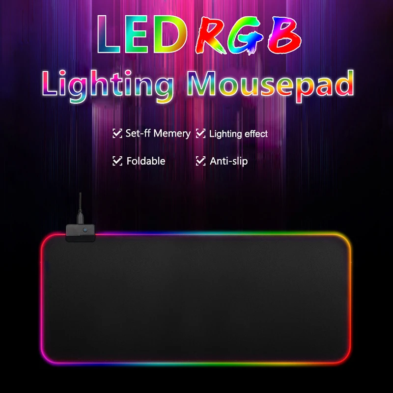 HECULAS RGB Led подсветка игровой коврик для мыши 80x30 см Большой размер резиновая основа мягкий коврик для мыши Противоскользящий коврик для мыши с блокирующим краем