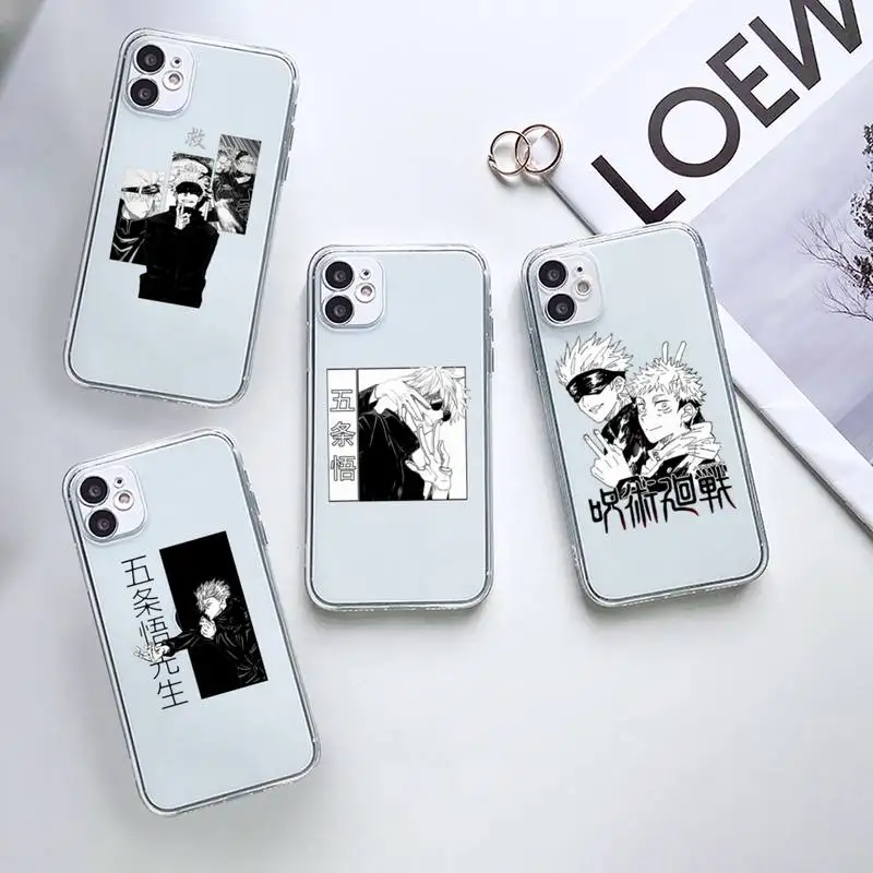 

Jujutsu Kaisen japanese Anime manga Phone Case Transparent for iPhone 7 8 11 12 13 mini pro X XS XR MAX Plus