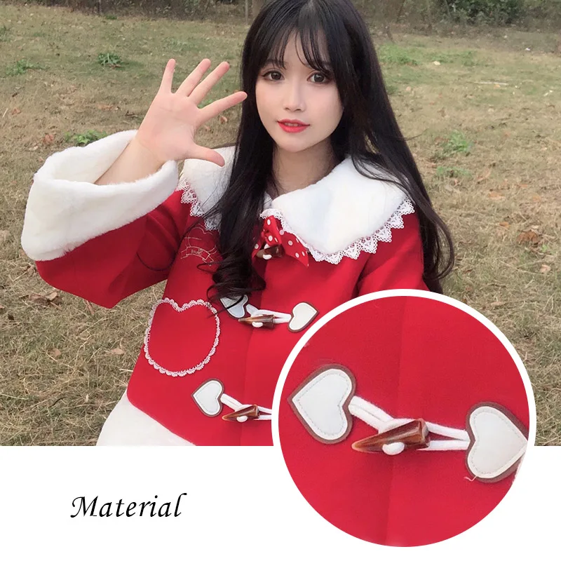 Anbenser Women Sweet Autumn Winter Lolita Coats Rabbit Ears Warm Soft Plush Cartoon Anime Cute Cat Kawaii Hooded Jackets Outwear