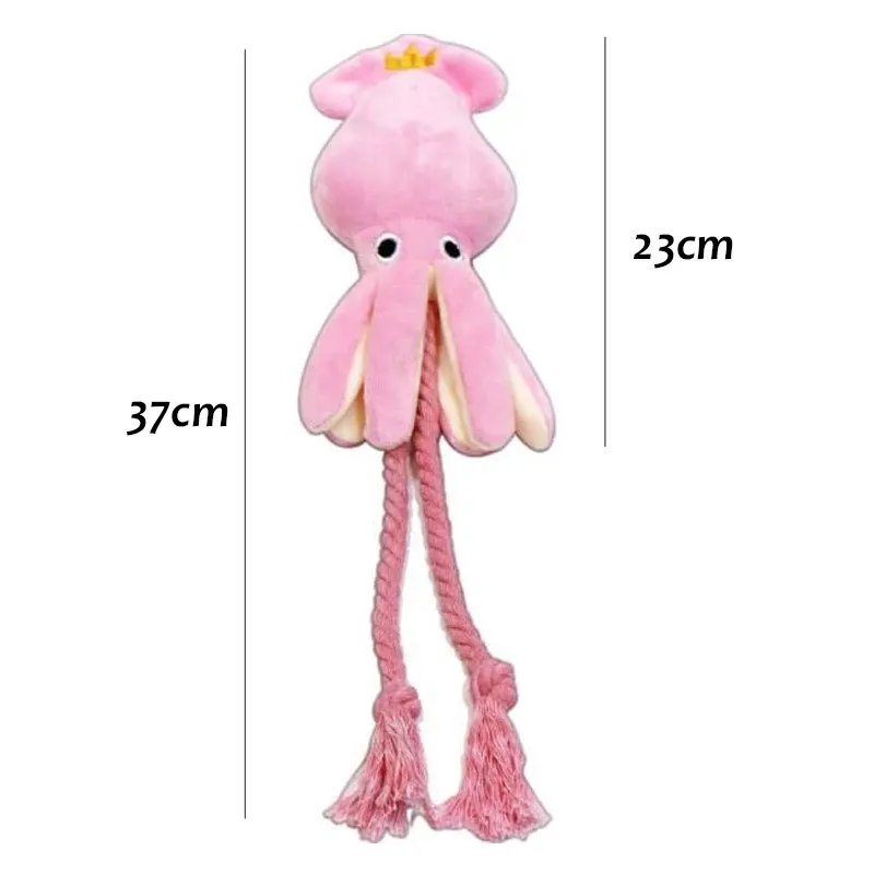 Cute Dog Toy Molar Training Squid Octopus Animals BB Plush Pet Puppy Rope Toys Pink Chew Squeaking Squeak | Дом и сад