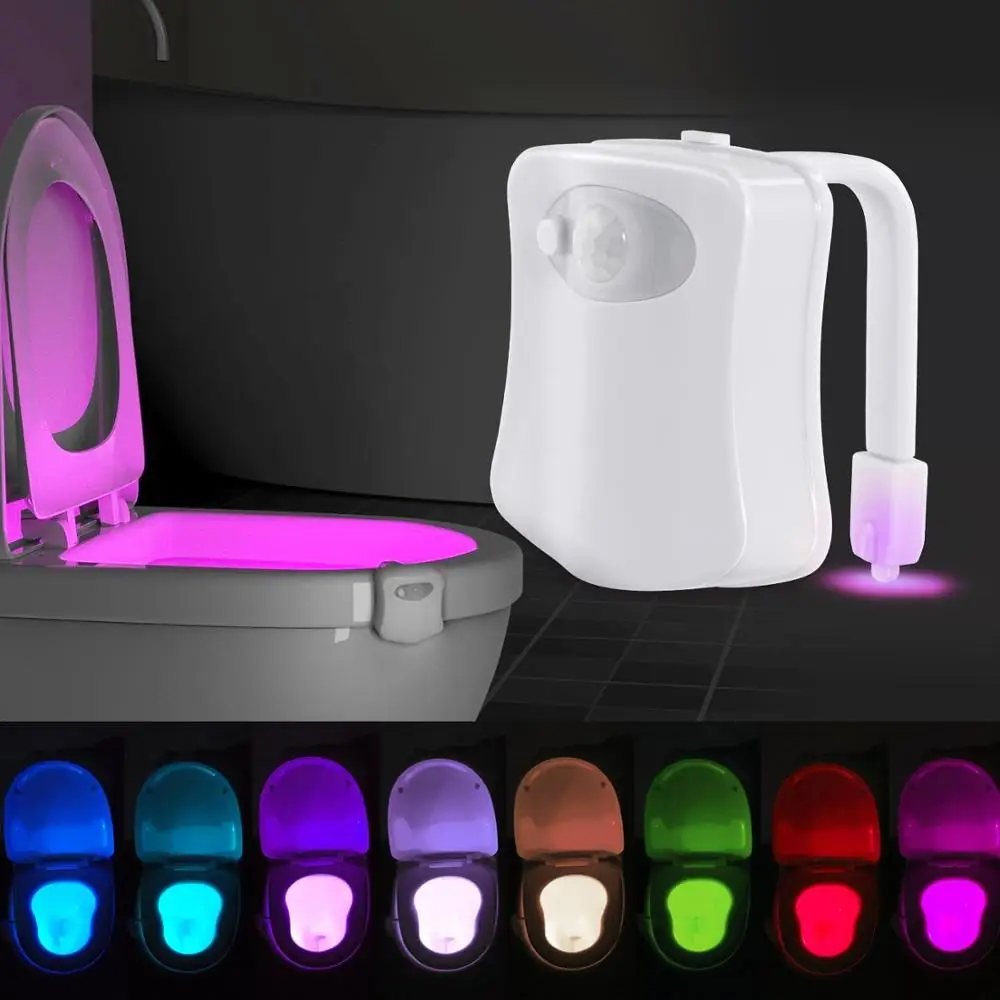 

Toilet Night Light Motion Activated LED Light 8 Colors Changing Toilet Bowl Nightlight for Bathroom Battery Not Included