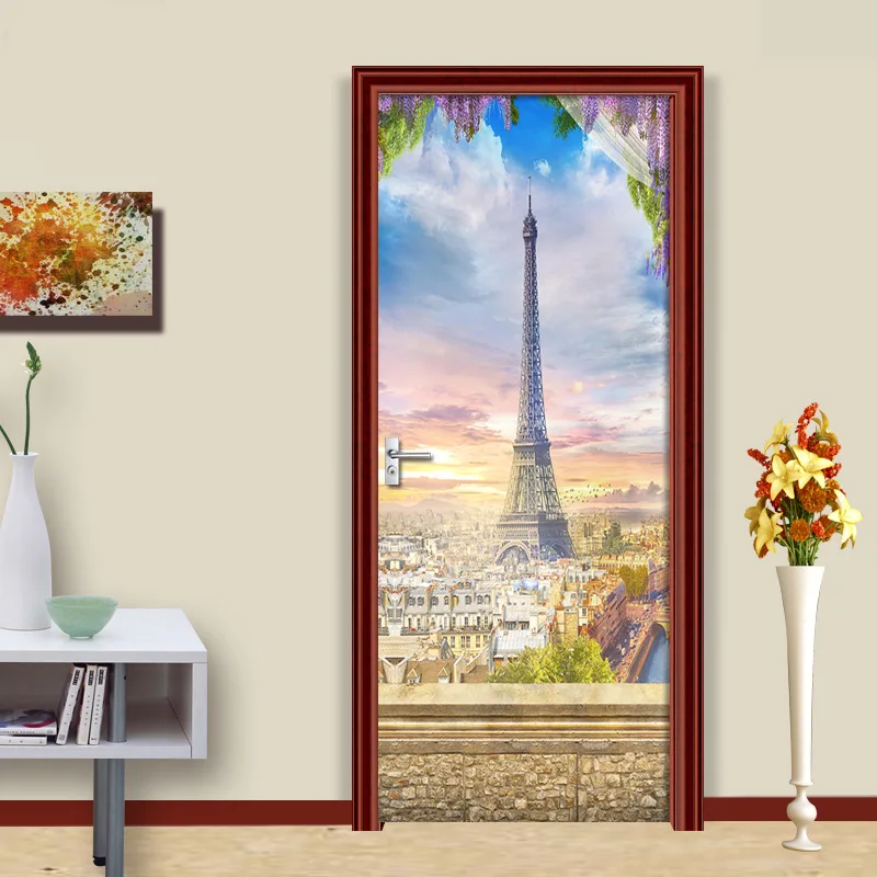 Наклейки на двери французской сцены Парижская башня декоративные Стикеры