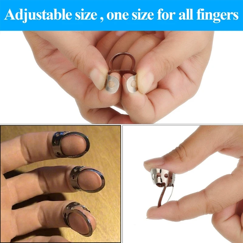 

12 Pieces Adjustable Metal Finger Picks Fingerstyle Pick for Banjo Guitar Bass N58B