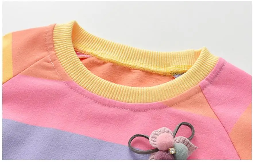 2020 новые платья для девочек весна-осень детское разноцветное платье в полоску с