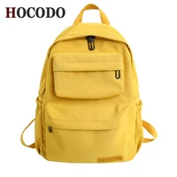 hocodo solid color backpack for women 2021 waterproof nylon multi pocket travel backpacks large capacity school bag for teenage