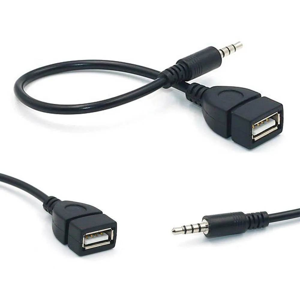 

3.5mm Male Jack To USB 2.0 Female Type AUX Audio Plug Adapters Cable Extension Read USB Flash Drive Or Card Reader