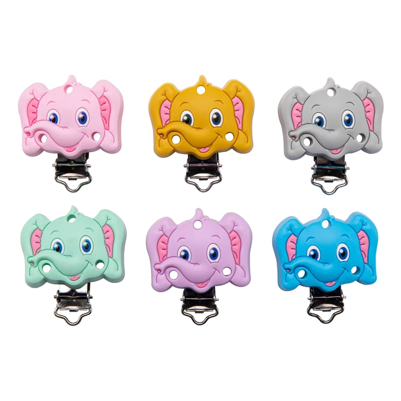 

Bite Bites 5PCS Silicone Smile Elephant Pacifier Clip Silicone Teether Nipple Chain Accessories DIY Food Grade Teether Toy