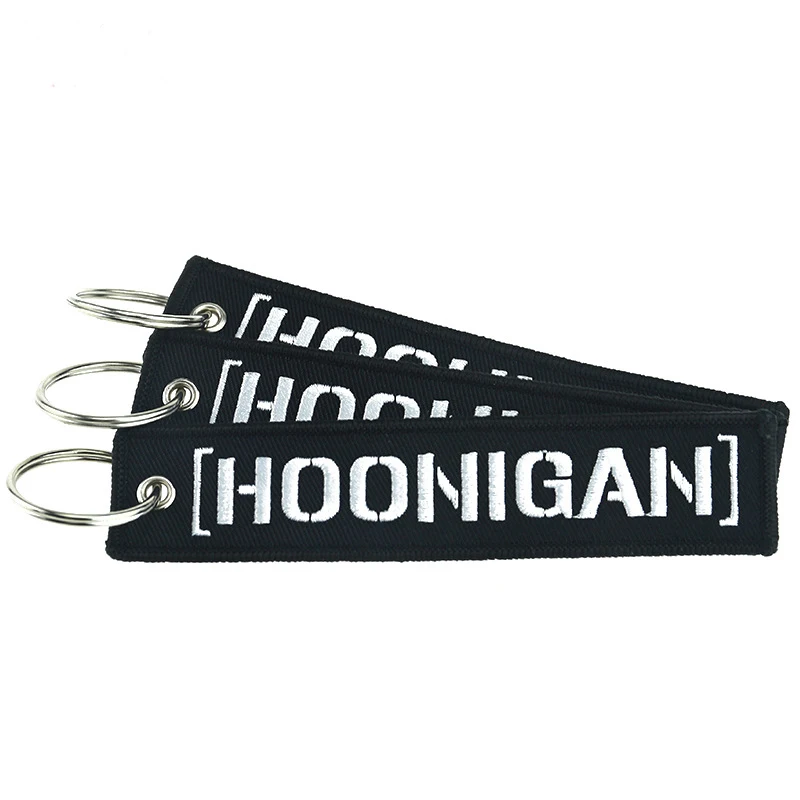 

50Pcs/Lot Custom Logo Crew Tags Car Jet Embroidered Keychain Promotional Gift Keyring Greathandcraft