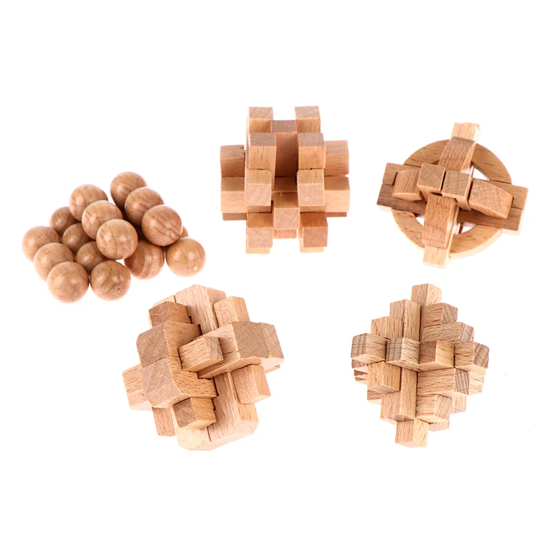 Design IQ Brain Teaser Kong Ming Lock 3D Wooden Interlocking Burr Bamboo Puzzles Game Toy For Adults Kids | Игрушки и хобби