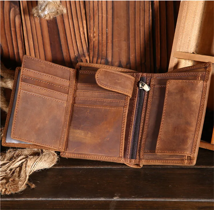 

Vintage men's wallet genuine leather crazy horse leather large capacity vertical wallet multi card driver's license wallet drive