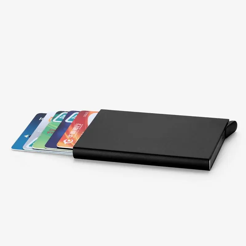 anti theft id credit card holder porte carte thin aluminium metal wallets pocket case bank women men credit card box free global shipping