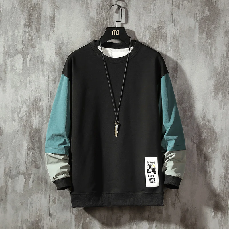 

The New Spring and Autumn Hoodies Sweatshirt Men's Patchwork Loose Hip Hop Punk Pullover Streetwear Casual Fashion Clothes