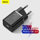 Baseus PD 30 Вт USB C зарядное устройство типа C PD QC 3,0 быстрое зарядное устройство для iPhone 12 11 Pro ipad планшеты для Samsung Xiaomi