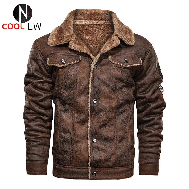 

2021 Autumn New Mens Clothing Parkas Leather Oversize Wool Casual Motorcycle Biker Brand EU Size Jacket Coat Free Shipping 4XL