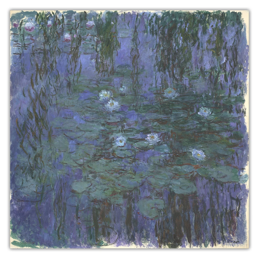 Цитон Клода монета Blue синие Водяные лилии Canvas холст искусство Масляная живопись
