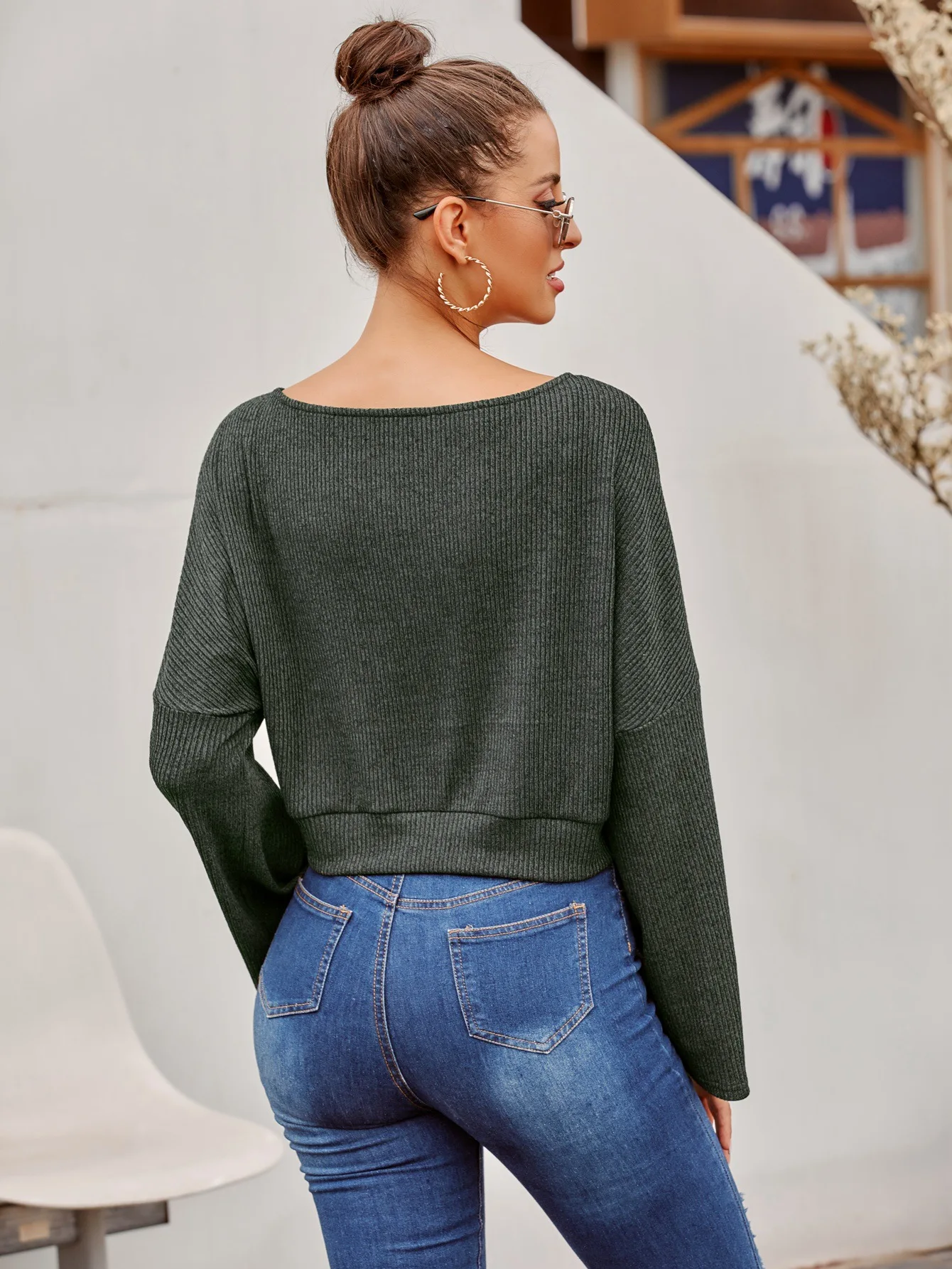 

FNOCE 2020 autumn women's jackets streetwear fashion casual solid long sleeve V-neck elegant loose short coat and jackets