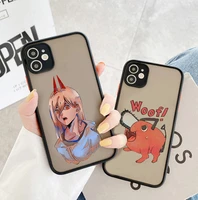 fashion anime chainsaw man cellphone bumper clear matte pc back phone case for iphone 11 12 13 pro xs max 6s 7 8 plus x xr case