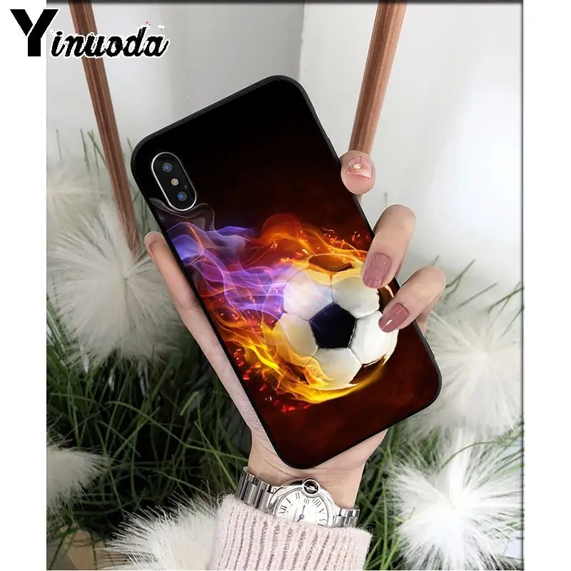 Yinuoda Fire Football Soccer ball High Quality Phone Case for iphone 13 5 5Sx 6 7 7plus 8 8Plus X XS MAX XR
