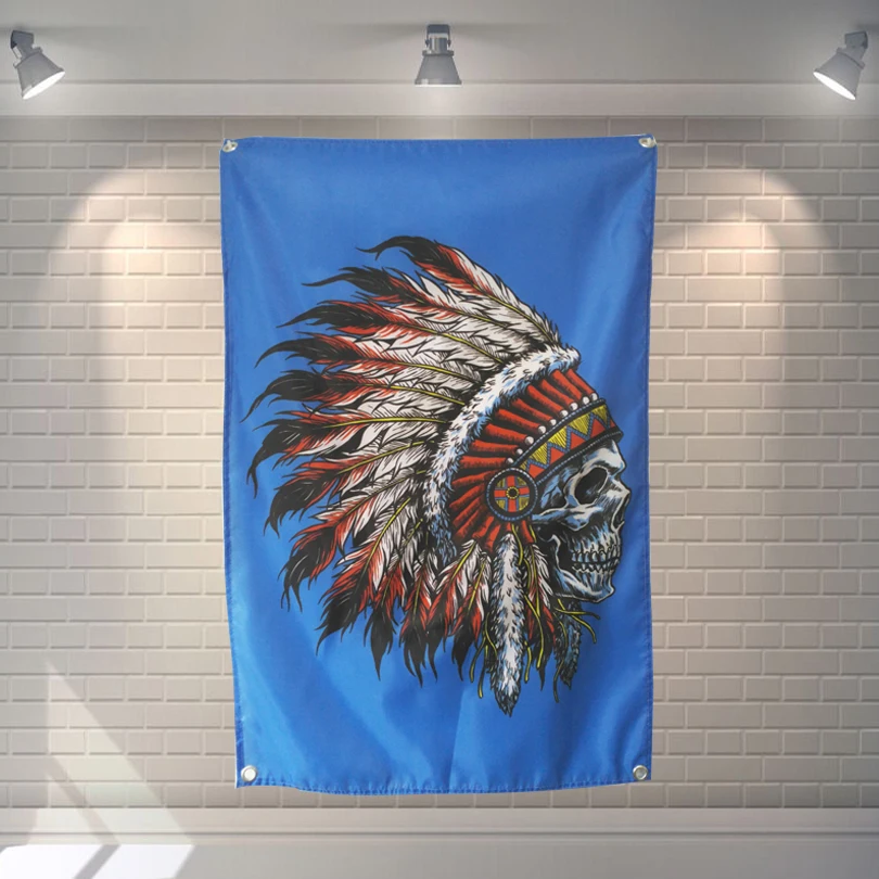 

Skeleton Indians Large music festival Party background decoration poster banner hanging painting cloth art 56X36 inches