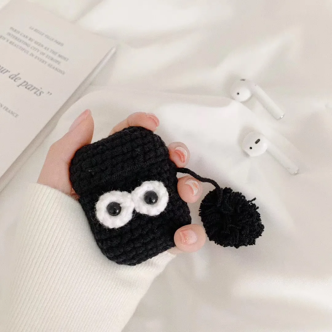 Бордовый Зимний вязаный милый чехол для Apple Airpods 1/2 чехол для наушников s плюшевый коричневый плюшевый мишка Bluetooth сумка для наушников Air Pods ремешок - Цвет: Бордовый