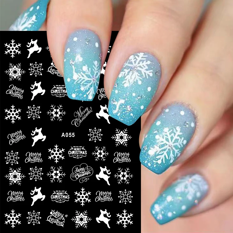 New Year Nail Art Sticker Set Colorful Luminous 3D Snowflake Elk Santa Claus 2021 Christmas Decorations | Красота и здоровье