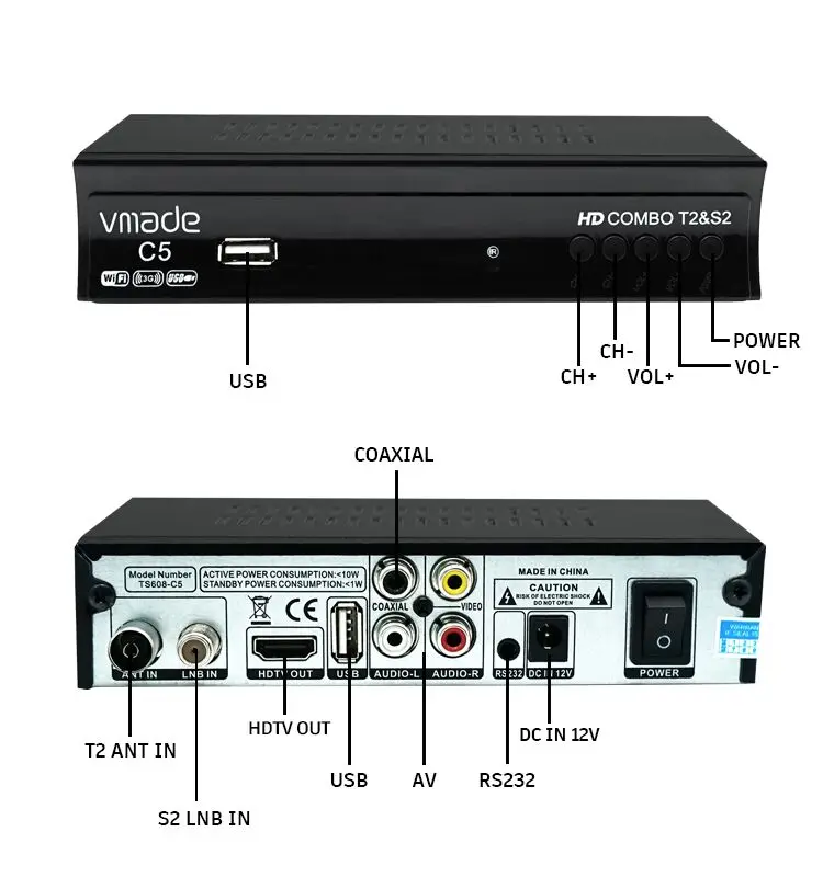 ТВ тюнер DVB S2/T2 спутниковый/наземный цифровой приемник HD Combo H.264 TV BOX для Европы
