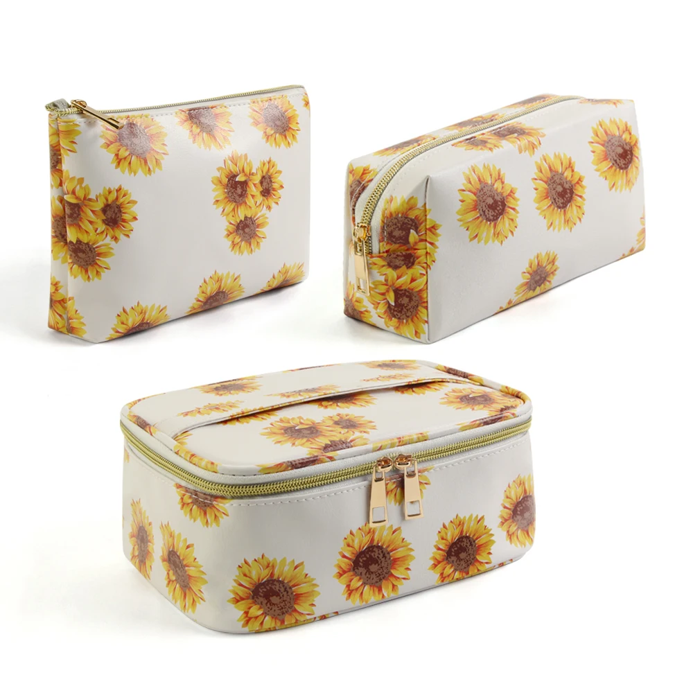 

Profession Sunflower Makeup Case Fashion Beautician Cosmetics Organizer Storage Box Multifunction Travel Cosmetic Bag
