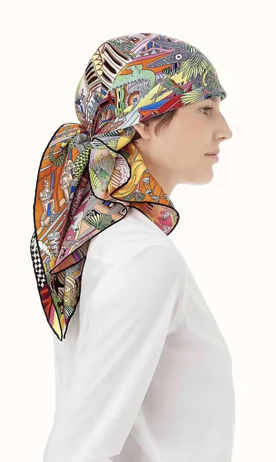 

Large Square Silk Satin Scarf for Women Hair Wraps Silky Soft Outdoor Party Accessories Wedding Party 90CM 20Colros