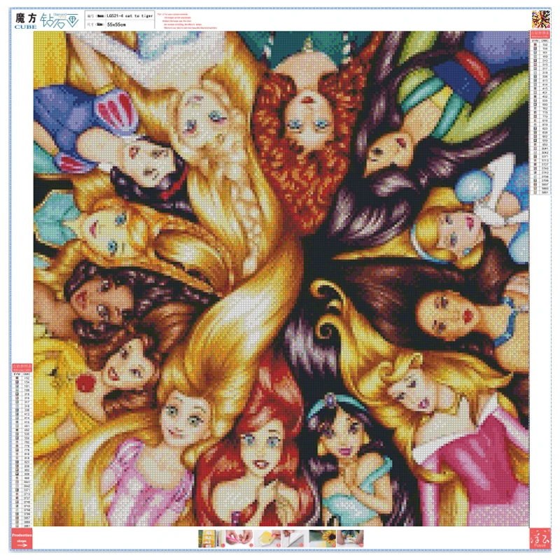 

3d Diy Diamond Painting Princess Diamond Embroidery Mosaic Craft Full Round Rhinestone Picture Home Decor Art Gift Cartoon