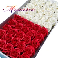 50pcs mix color 4 5cm bath flower floral soap rose flower head artificial flowers home decor for wedding valentines day gift