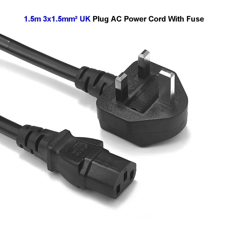 

Projector UK Power Cable 1.5m 1.5mm Kettle Main IEC C13 Extension Cord For PC Computer Monitor PSU Antminer TV Printer DJ Light