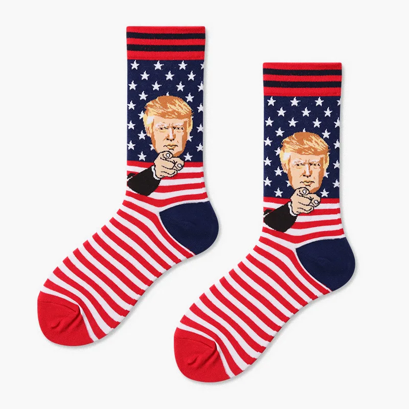 Creative Donald Trump Make America Great Again National Flag Stars Stripes Socks Funny Women Casual Men Short Happy Cotton | Мужская