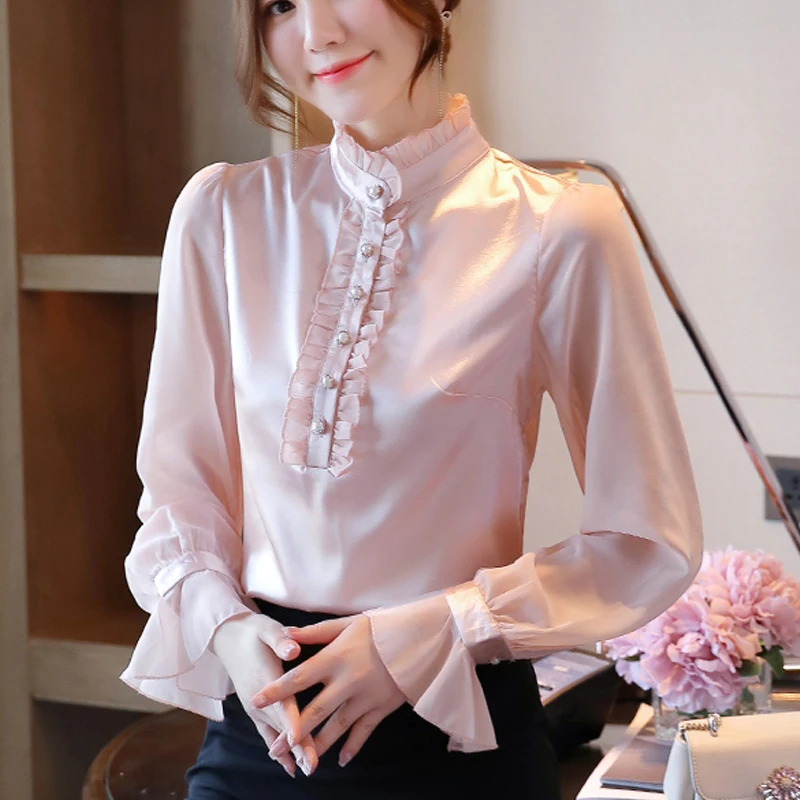 

Pullover Shirt Women's Fashion Pink blusas mujer de moda 2022 New Spring Temperament Long-Sleeved Women Blouses Shirt 721H