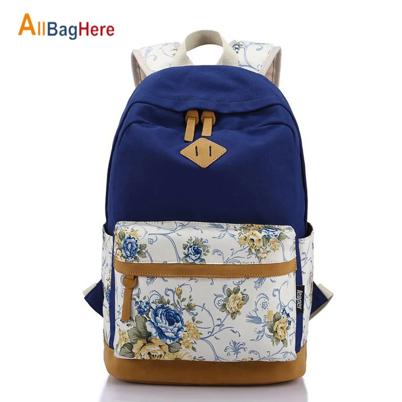 

Canvas Patchwork Flower School Bags For Women Fashion Travel Backpack Waterproof Laptop School Backpacks Teenager Girls Bookbags