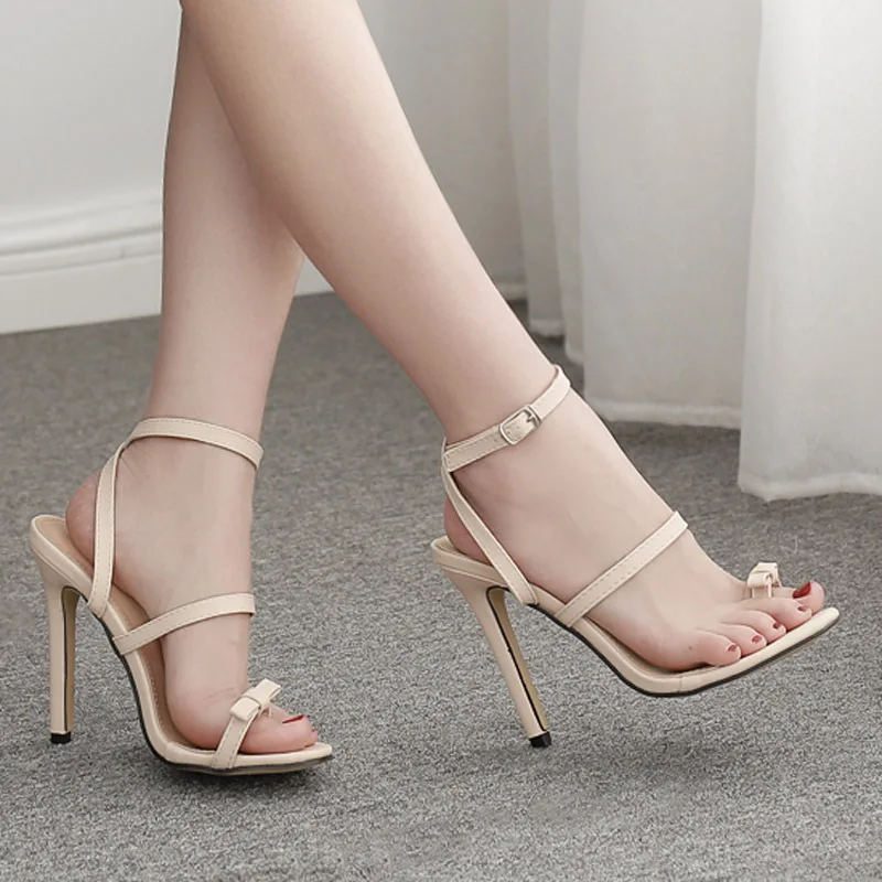 

Summer New Pumps Shoes Sandanls Women Fashion Front & Rear Strap Butterfly-knot Buckle Strap Toe Thin Heels 12.5cm High Heels